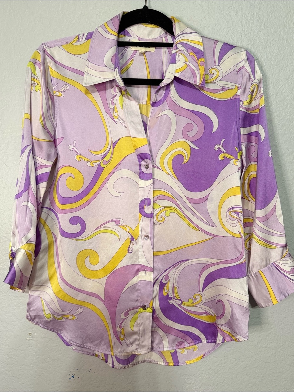 L'AGENCE Lavender & Yellow Swirl Button-Down Shirt